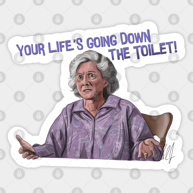 Moonstruck: Down the Toilet! Sticker by 51Deesigns
